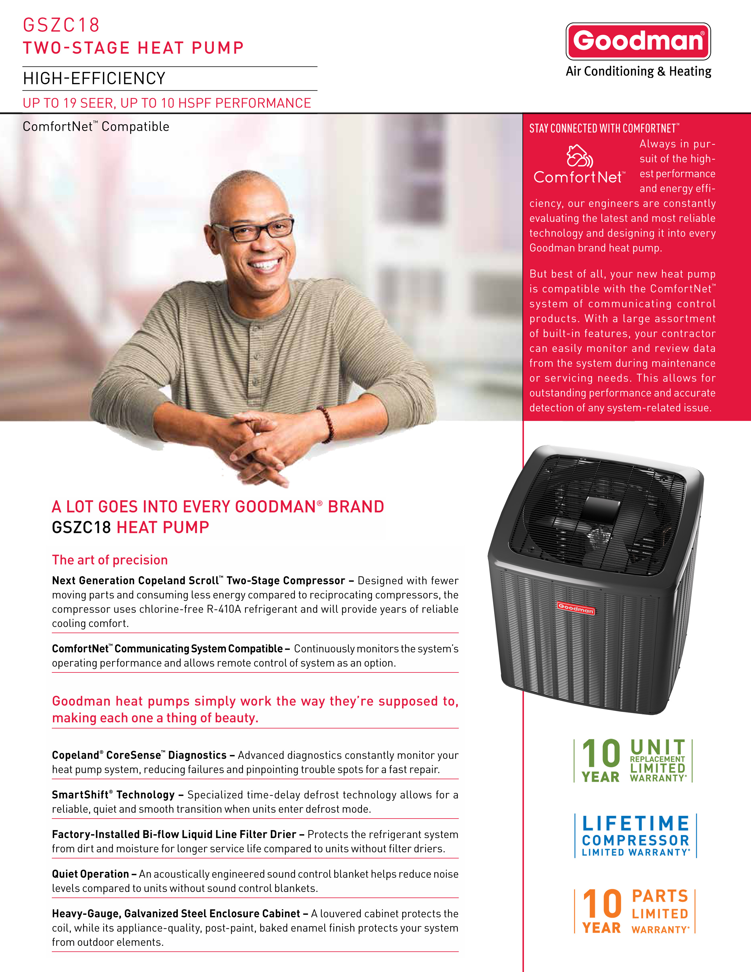 2 Ton Goodman 18 SEER Two Stage Heat Pump System GSZC180241, AVPTC31C14 Variable Speed (F)